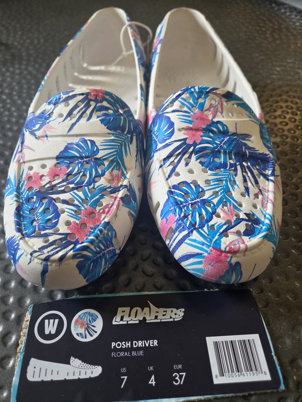 NWT Floafers Women's Floral Slip-On Mules in White with Blue & Pink Print - Picture 7 of 8